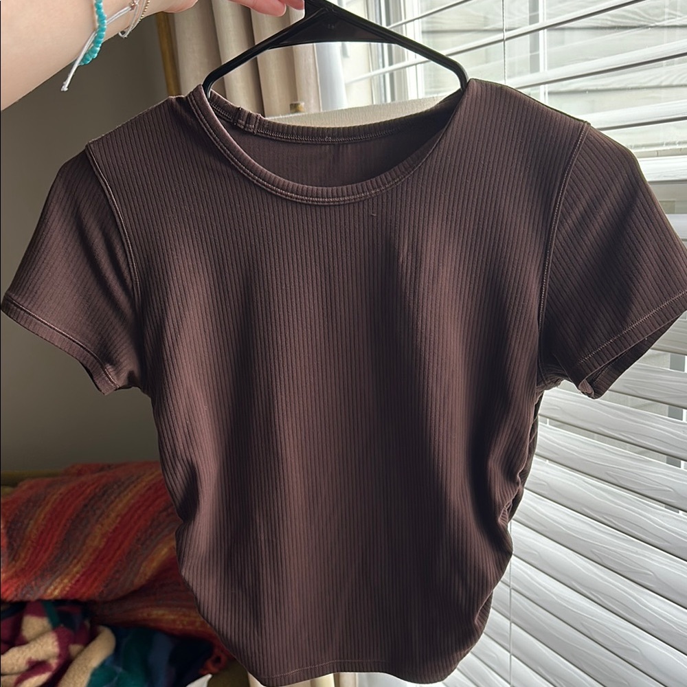 Lululemon All It Takes Espresso Brown Ribbed tee